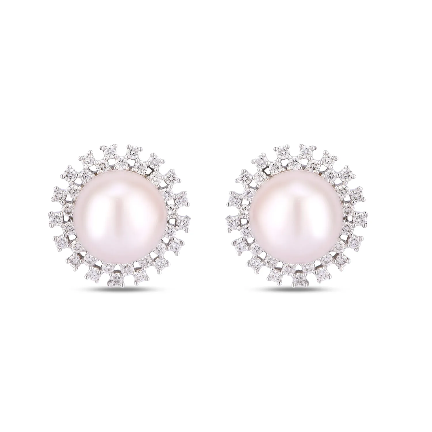 Pearl and diamond Stud Earrings