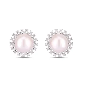 Pearl and diamond Stud Earrings