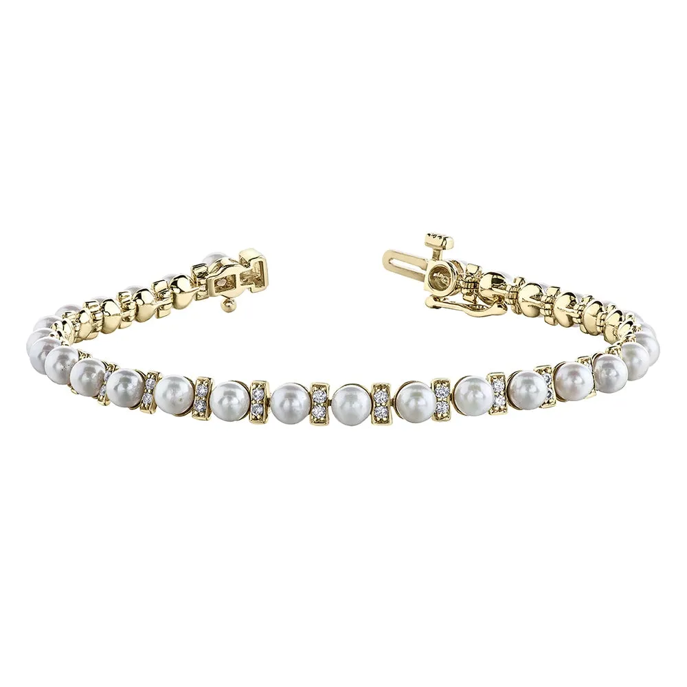 Pearl and Diamond Tennis Bracelet