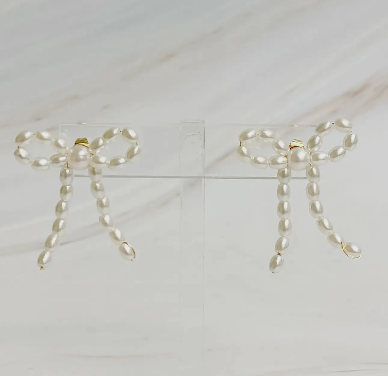 Pearl Bow Ballerina Earrings