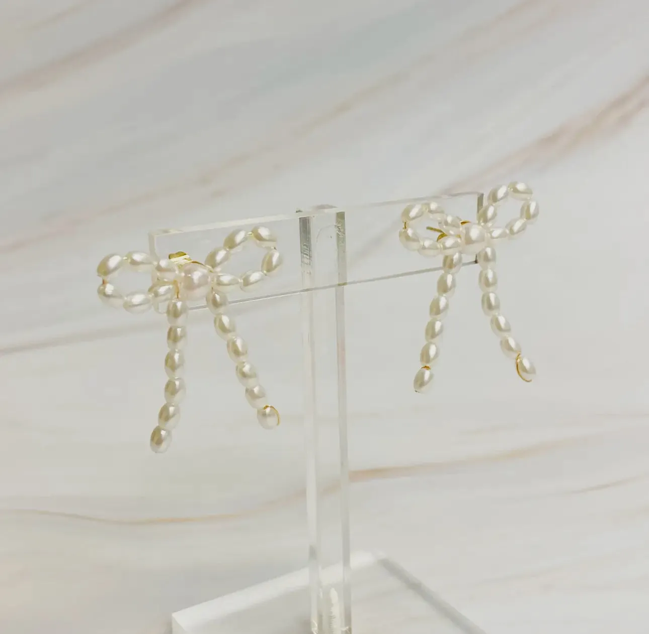 Pearl Bow Ballerina Earrings