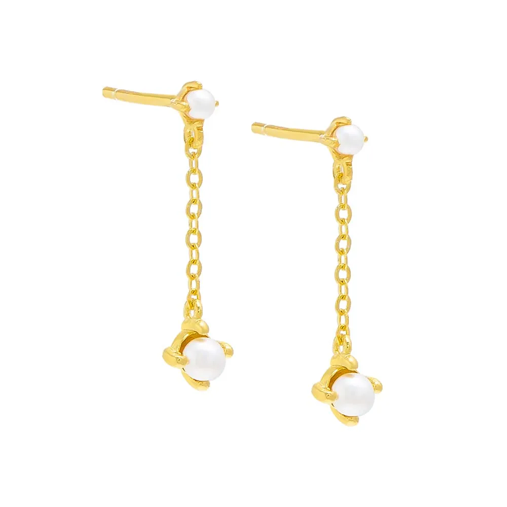 Pearl Chain Drop Stud Earring