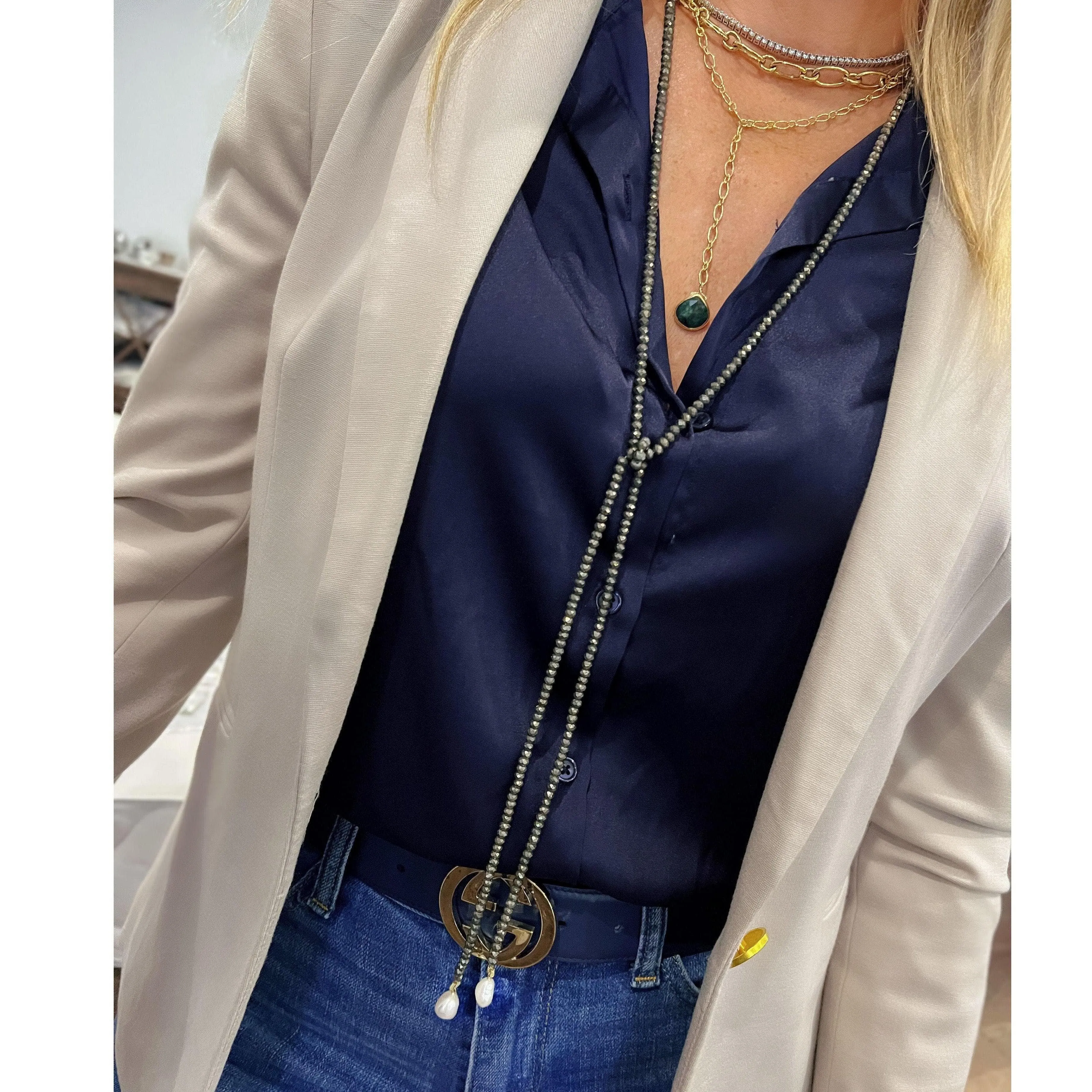 pearl dangle lariat