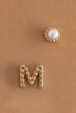 Pearl M Ball Stud Earrings