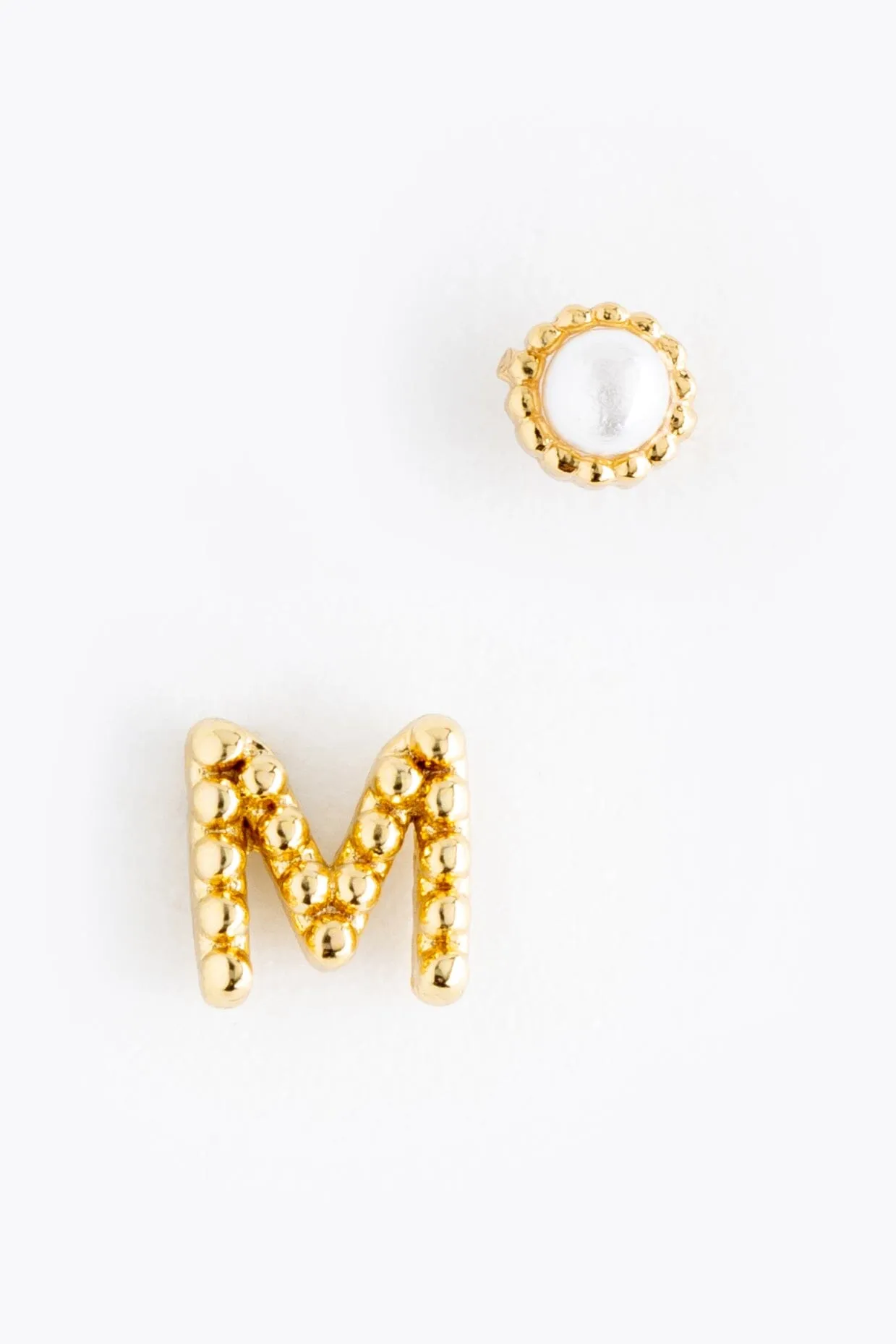 Pearl M Ball Stud Earrings