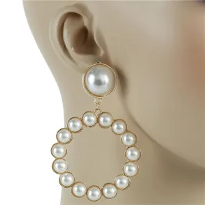 Pearl Metal Dangling Earring