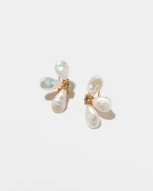 Pearl Petal Stud Earrings