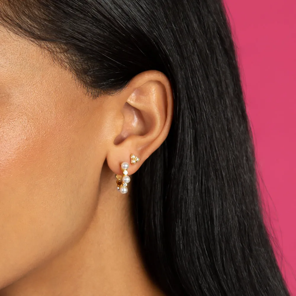 Pearl Trio Cluster Stud Earring