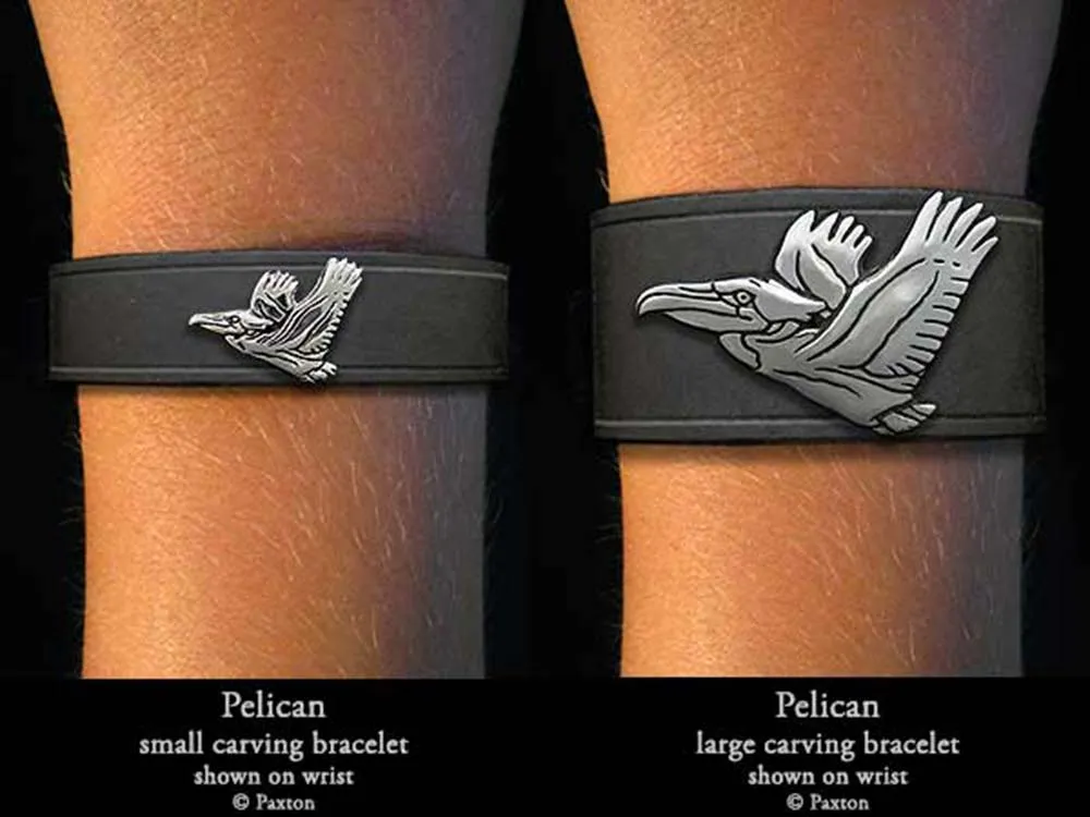 Pelican Bracelet Sterling Silver on Genuine Leather
