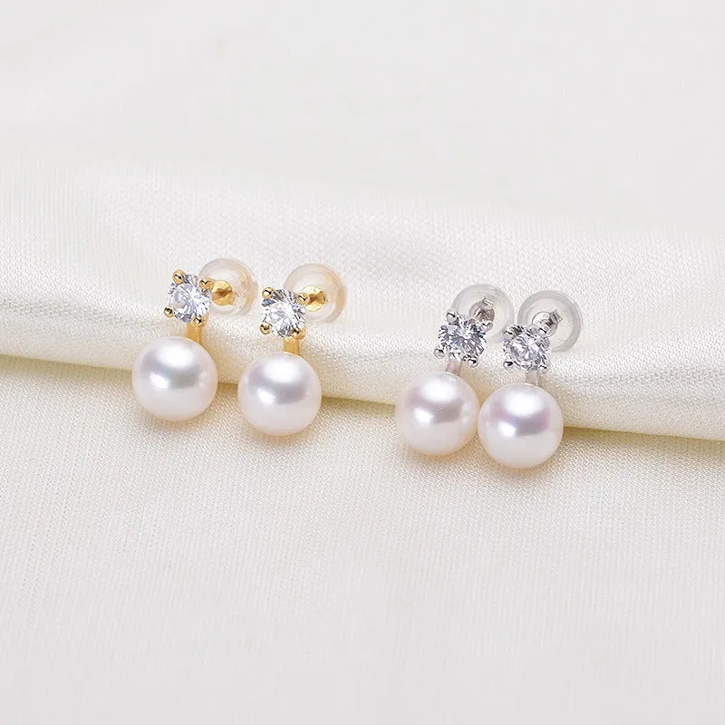 Perfect Round Freshwater Pearl Stud Earring