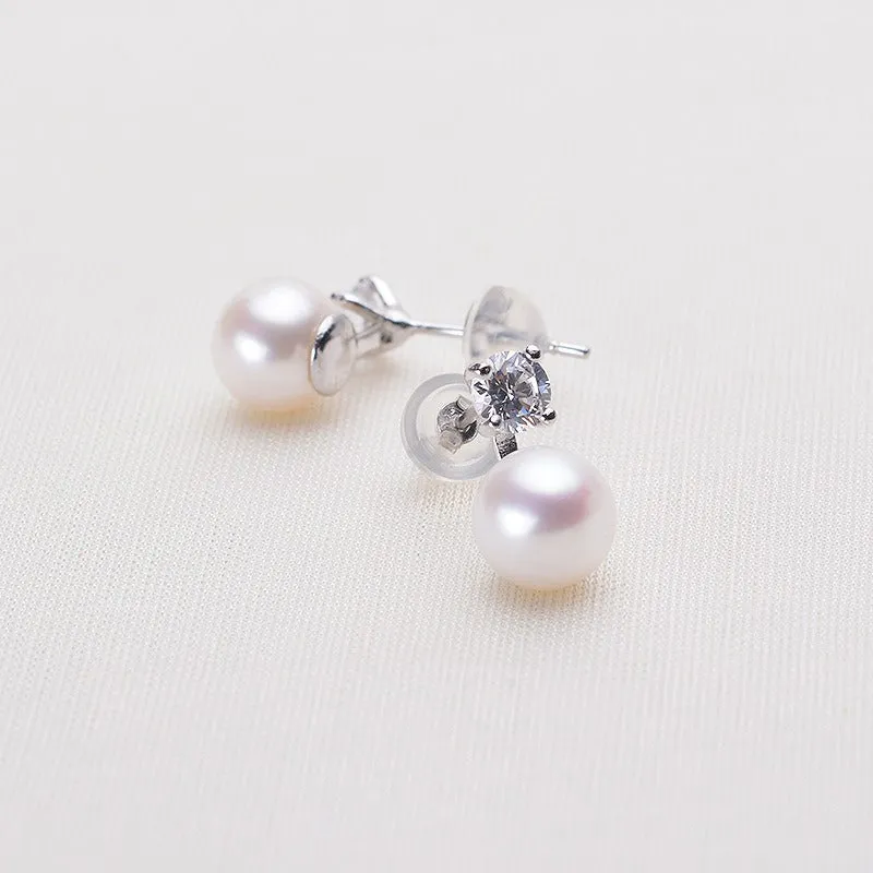 Perfect Round Freshwater Pearl Stud Earring