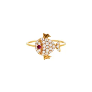 Petite Diamond & Ruby Fish Ring