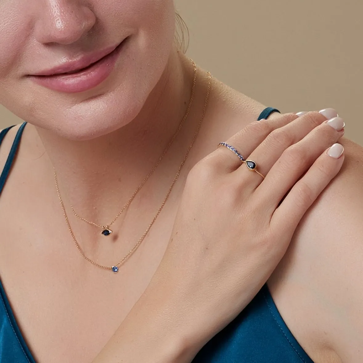 Petite Sapphire Necklace in 14k