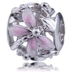 Pink Dragonfly Ball Bead Charm