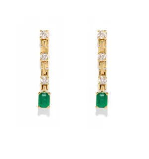Pirouette Small Strand Diamond & Emerald Earring