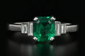 Platinum 1.28 Carat Colombian Emerald GIA Certified