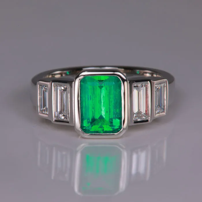 Platinum Emerald and Diamond Ring by Christopher Michael 1.83 Carats