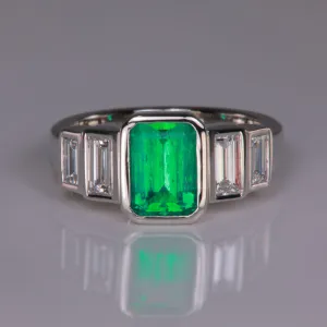 Platinum Emerald and Diamond Ring by Christopher Michael 1.83 Carats