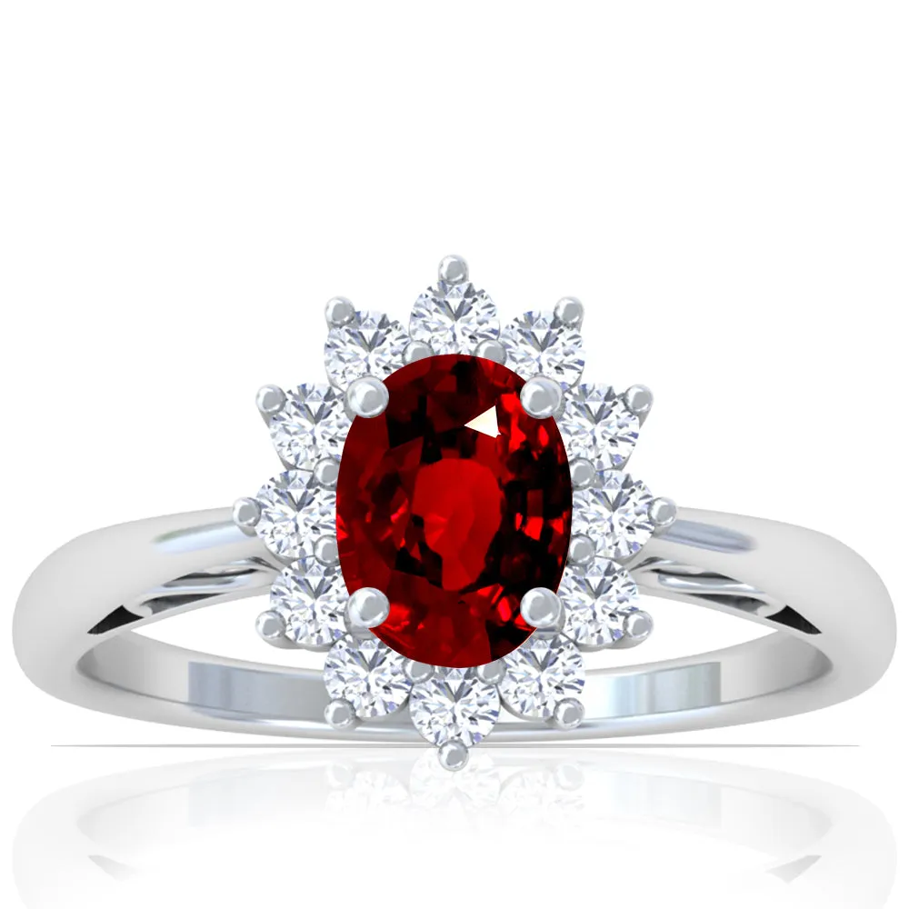 Platinum Oval Ruby And Diamond Halo Ring (2.15ctw)