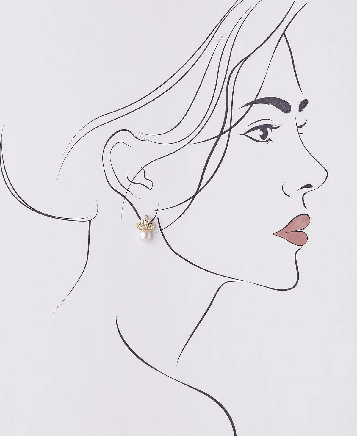 Pretty White Pearl Stud Earring