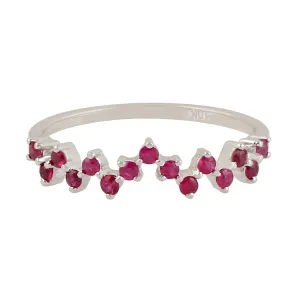 Prong Set Ruby Gemstone Designer Ring In 10K White Gold
