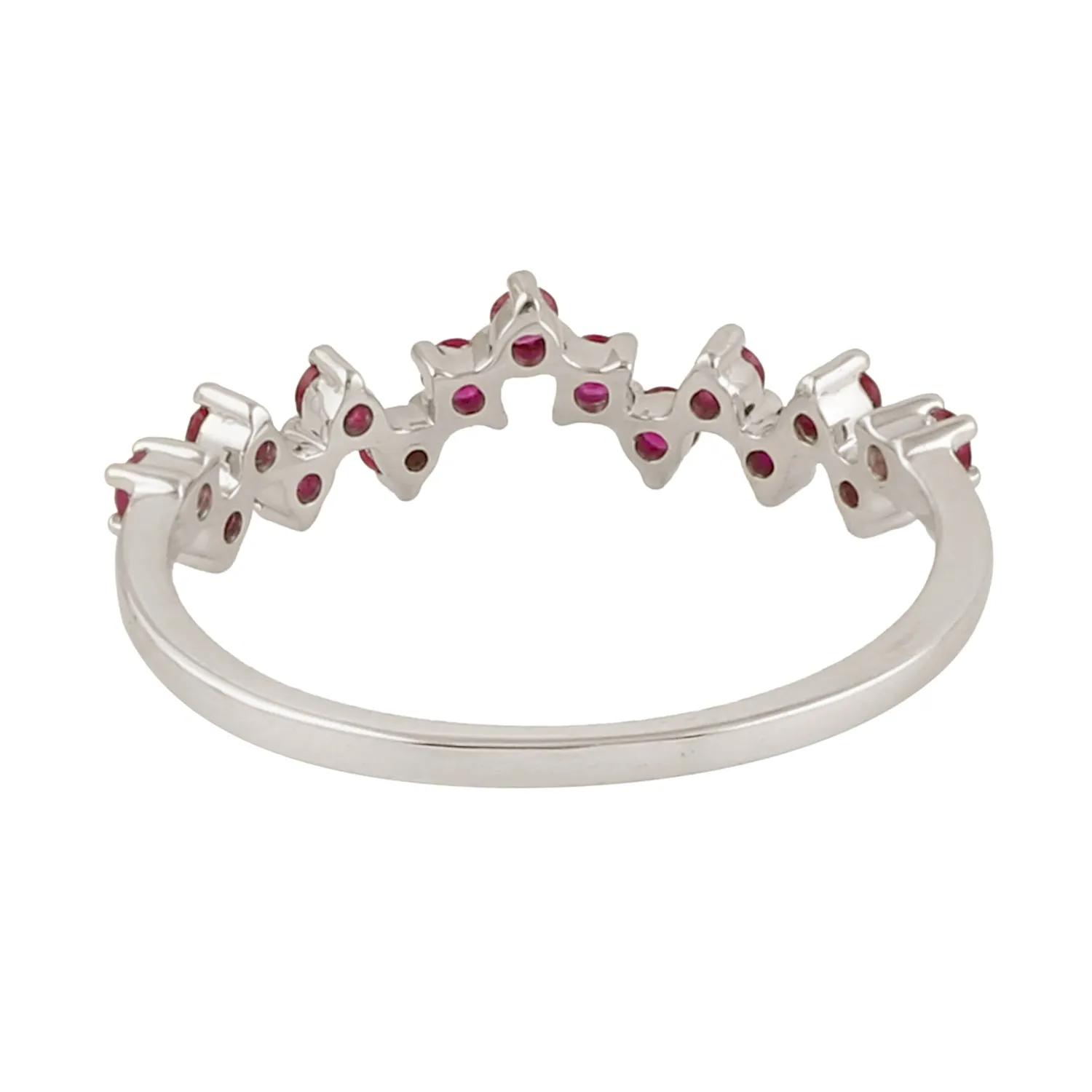 Prong Set Ruby Gemstone Designer Ring In 10K White Gold
