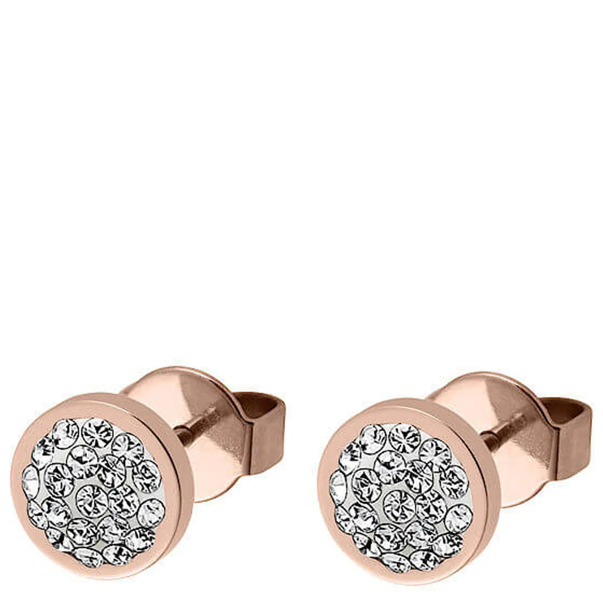 Qudo Cetta Mini Rose Gold Earrings - Clear