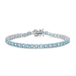 "Blue Bliss" Aquamarine Tennis Sterling Silver Bracelet