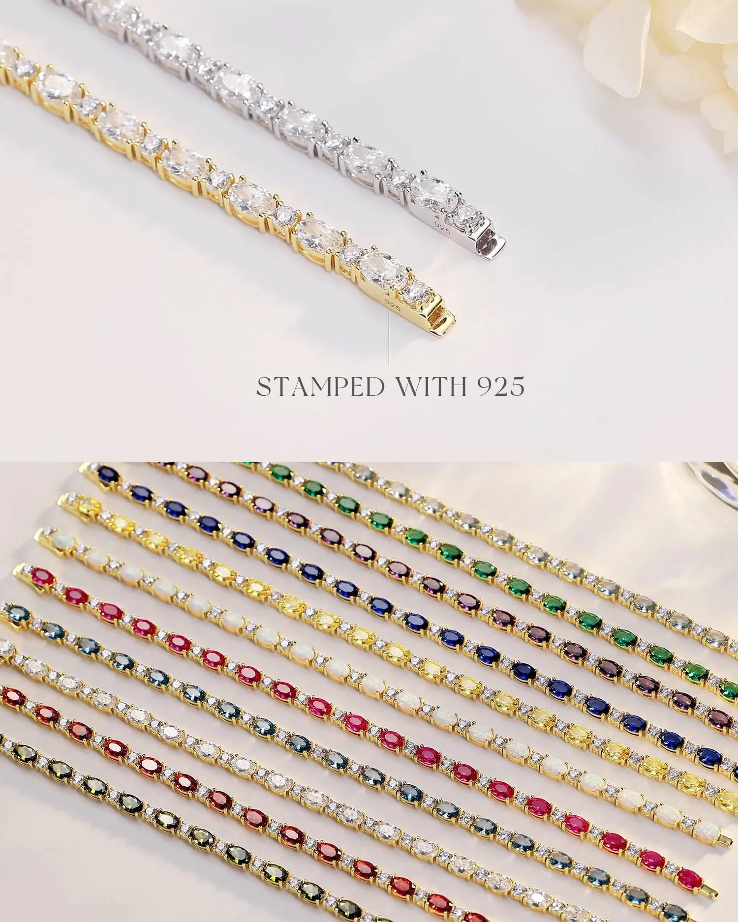"Glamour Radiance" February Birthstone Fancy Cut Tennis Amethyst Sterling Silver Bracelet