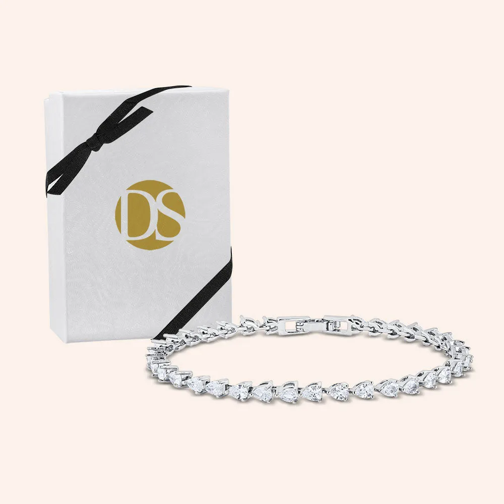 "Leah" 12.2CTW Prong Set Pear Cut Tennis Bracelet - Includes Extender