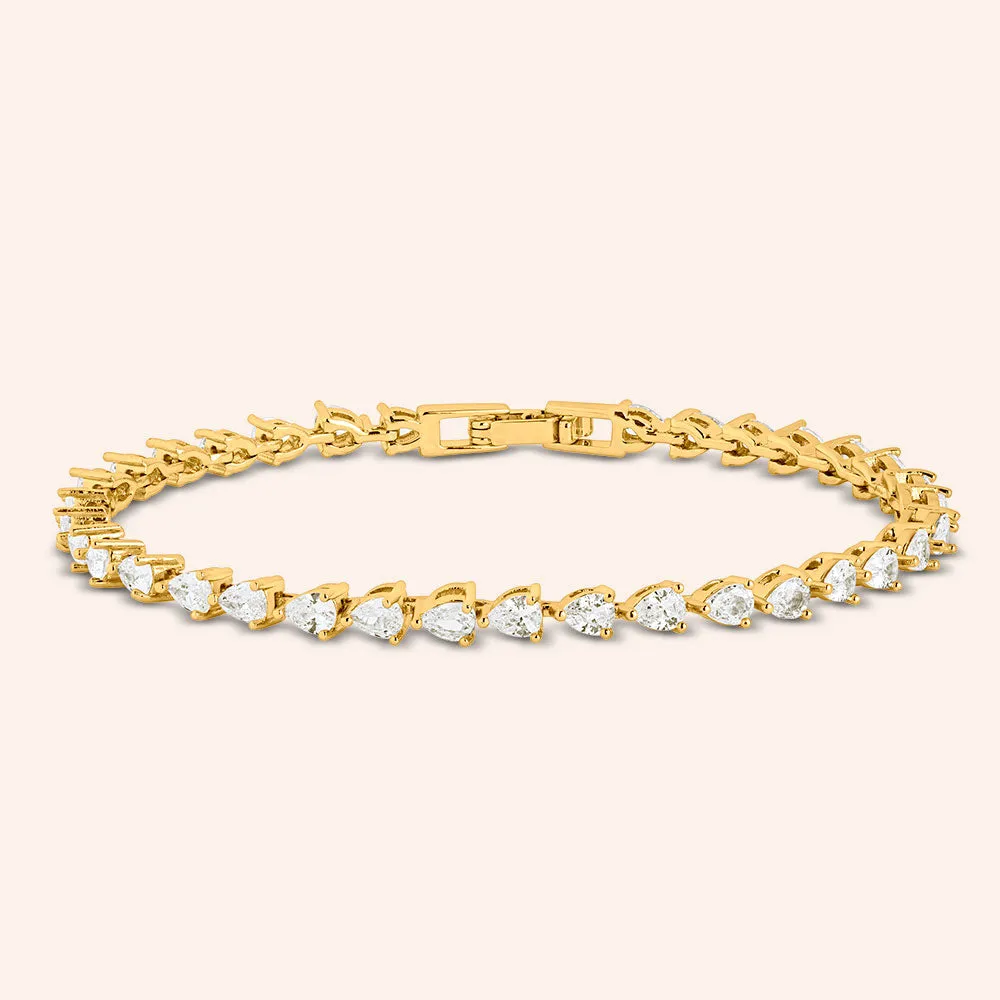 "Leah" 12.2CTW Prong Set Pear Cut Tennis Bracelet - Includes Extender