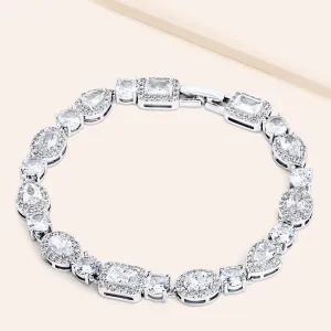 "Opulence" 21CTW Prong Set Mixed cuts Tennis Bracelet - Includes Extender