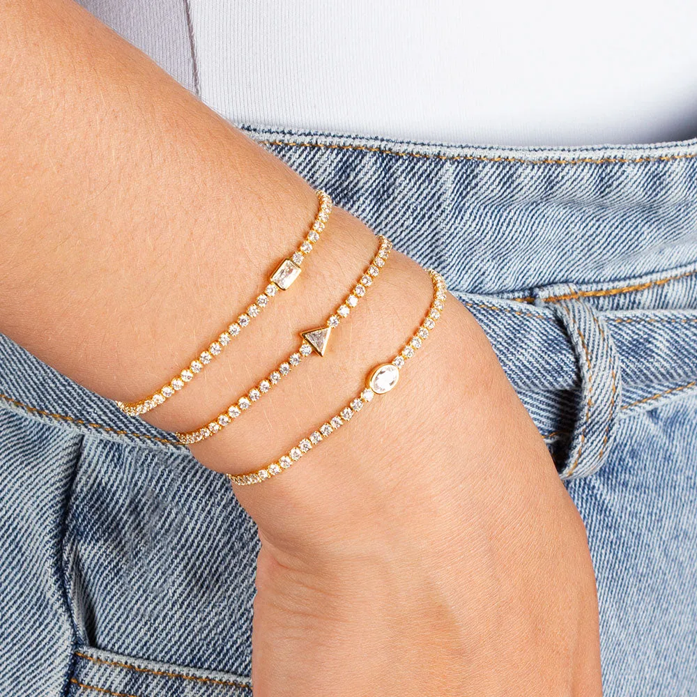 "Pretty Girl" 1.8CTW Set of Three Bezel Set Stone Tennis Pull-Tie Bracelets