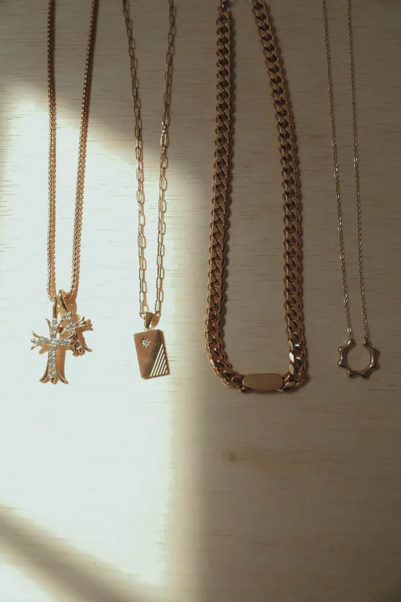 Rae by Alter Ego: Ins 18K Gold Plated Stainless Steel Square Chain Pendant