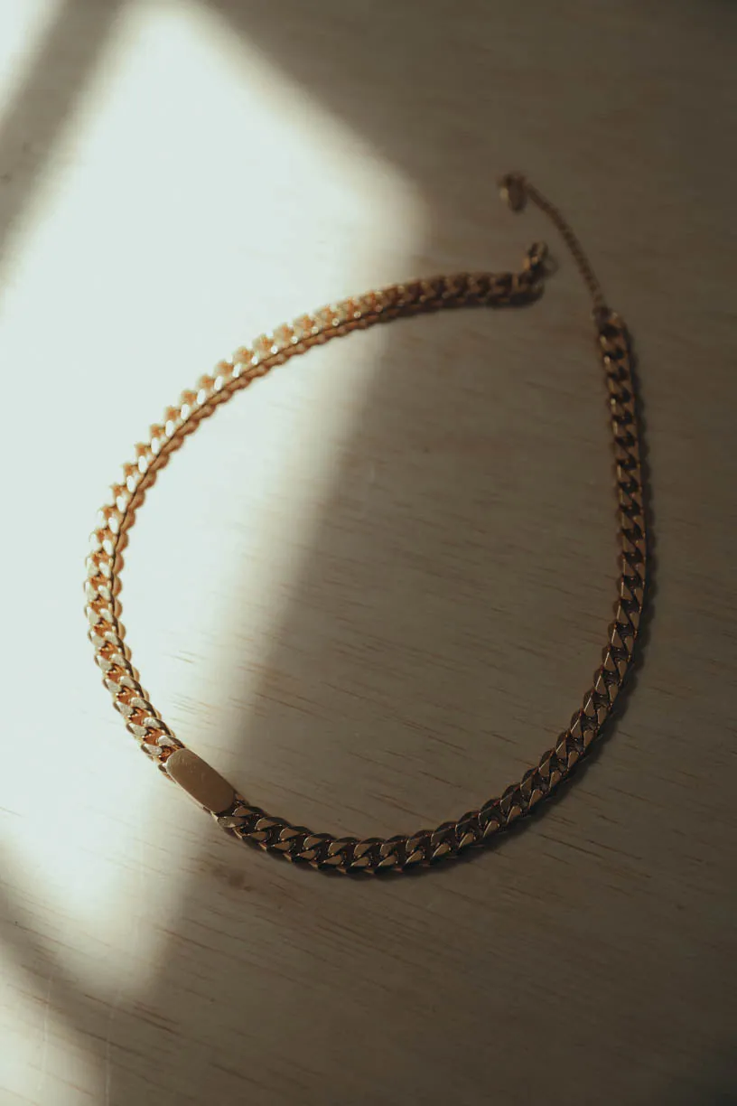 Rae by Alter Ego: Ins 18K Gold Plated Stainless Steel Square Chain Pendant