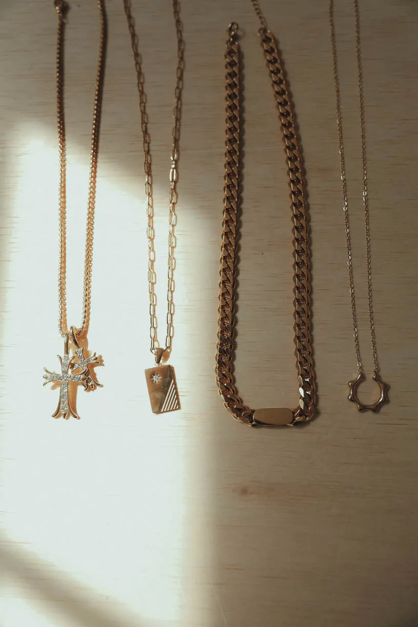 Rae by Alter Ego: Ins 18K Gold Plated Stainless Steel Square Chain Pendant