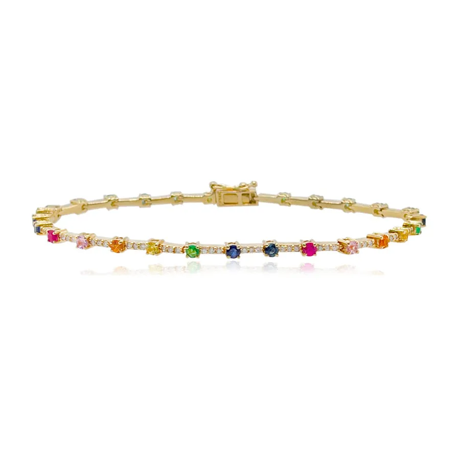 Rainbow and Diamonds Segment Tennis Bracelet