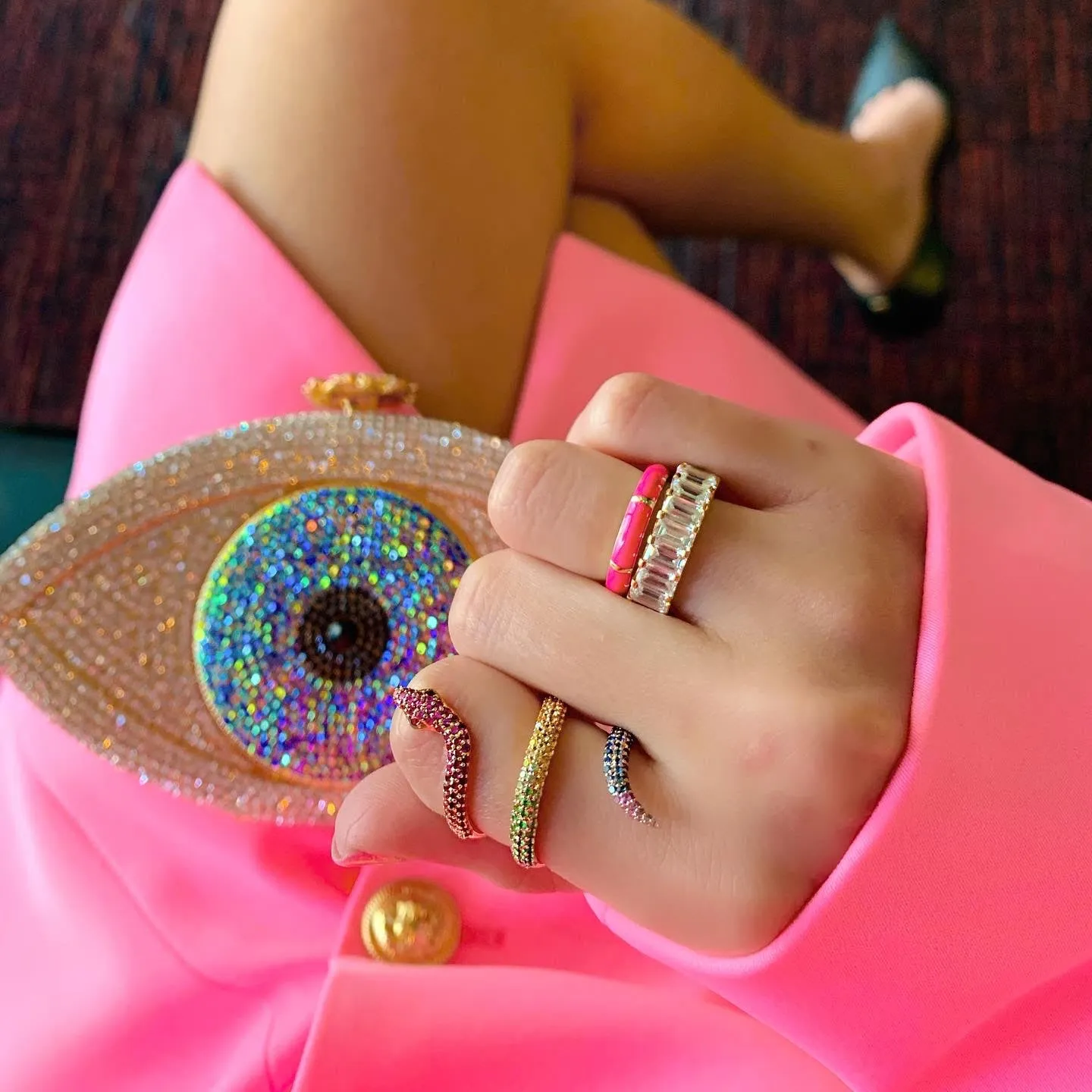 Rainbow Elysium Snake Ring