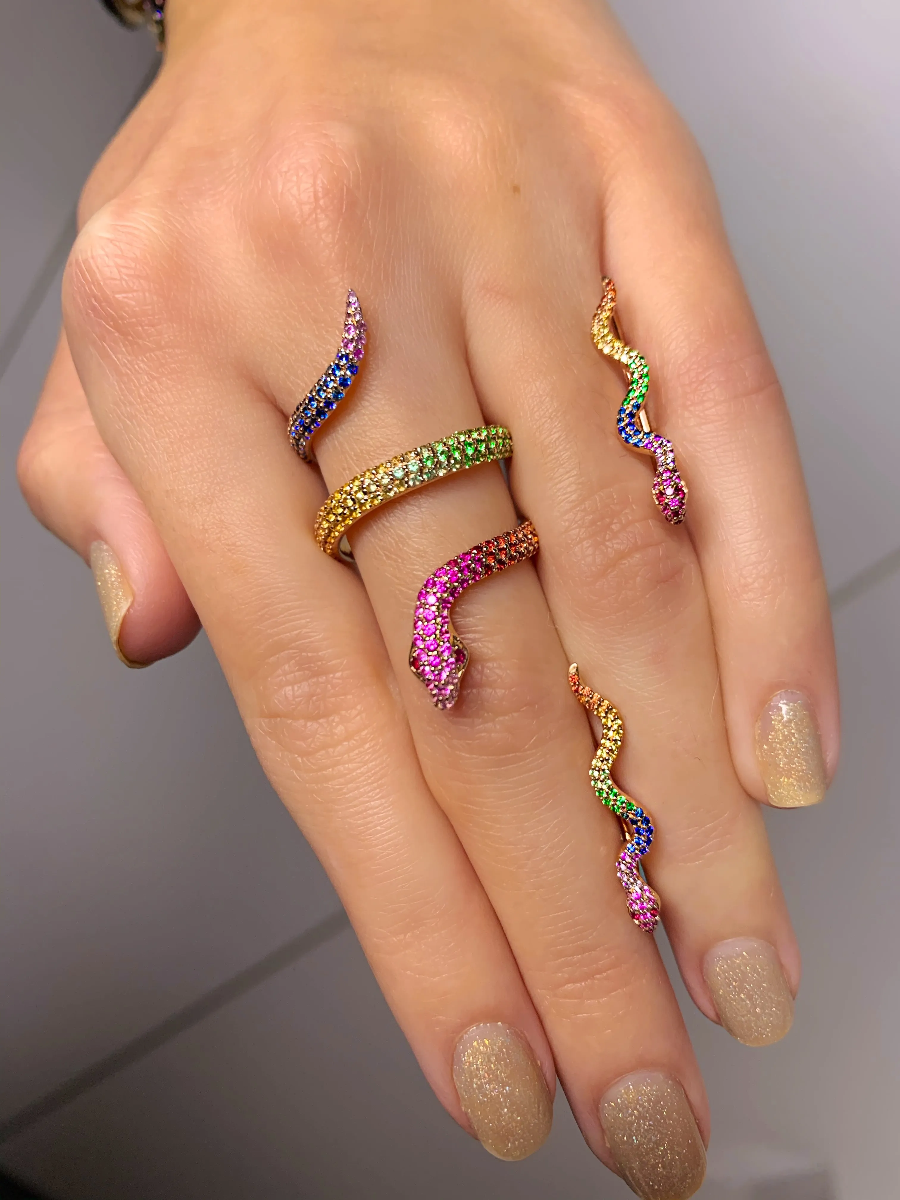 Rainbow Elysium Snake Ring