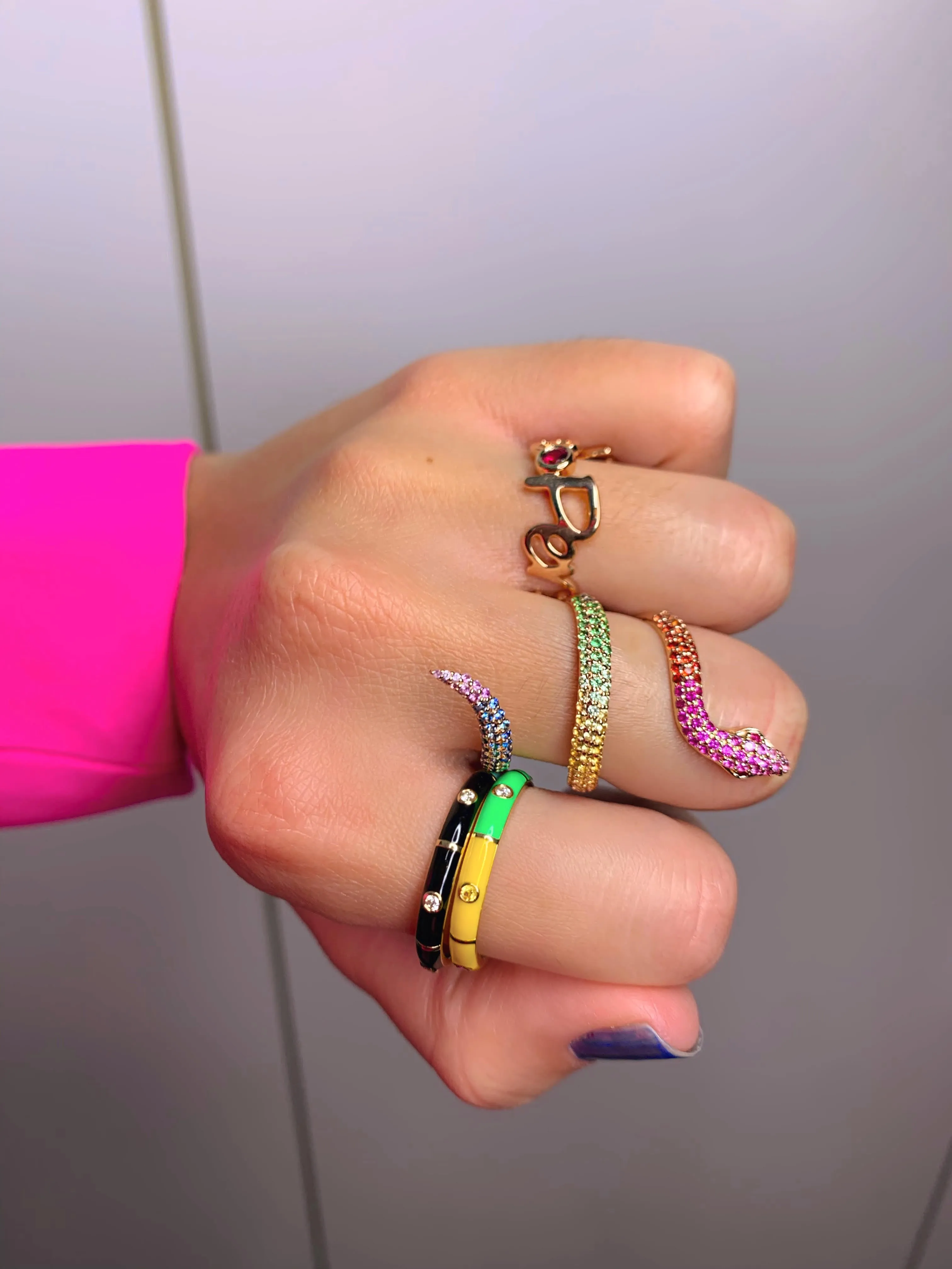 Rainbow Elysium Snake Ring