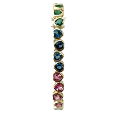 Rainbow Heart Crystal Tennis Bracelet