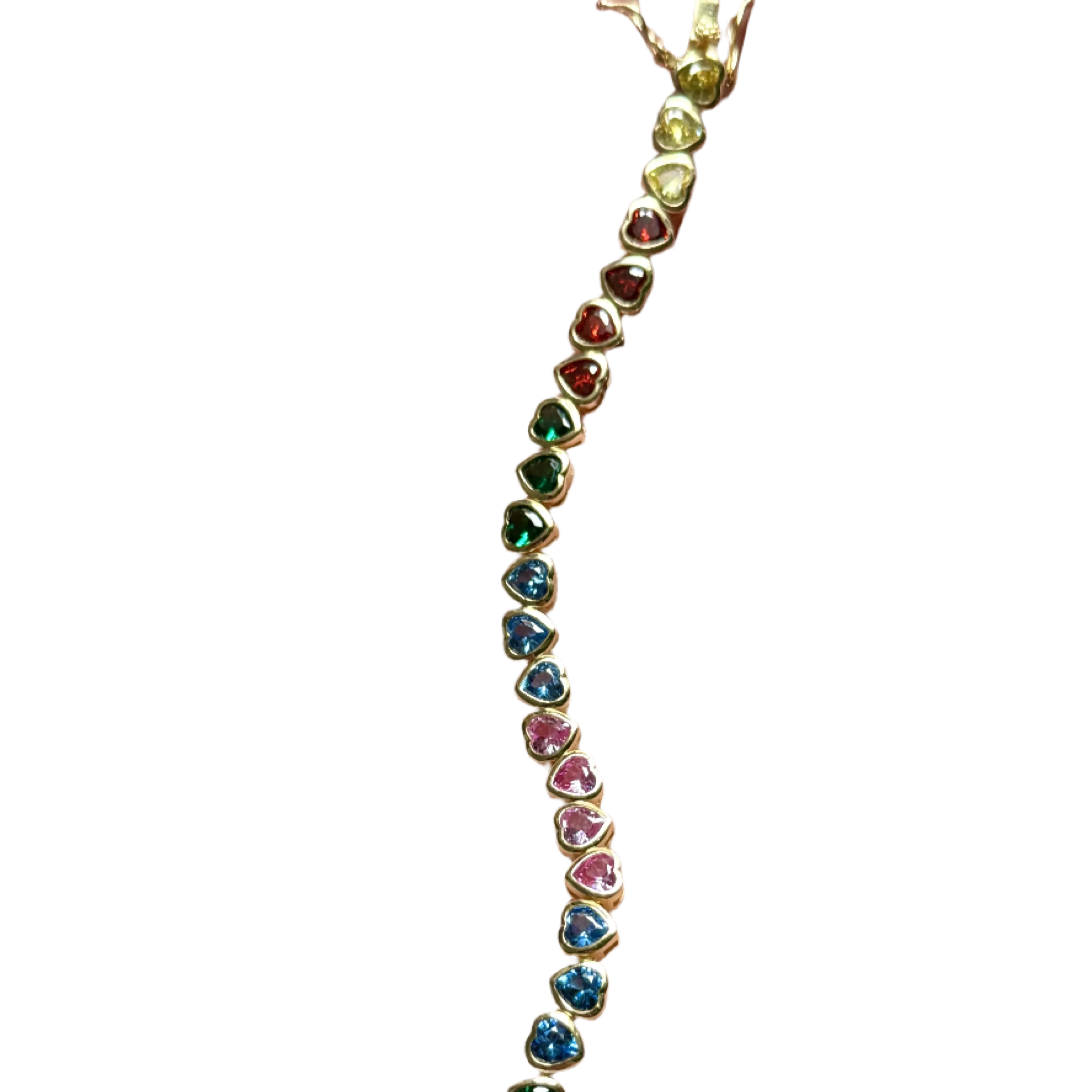 Rainbow Heart Crystal Tennis Bracelet