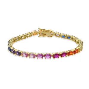 Rainbow Oval Tennis Bracelet