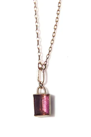 Rectangular Mirror Mauve Tourmaline Necklace
