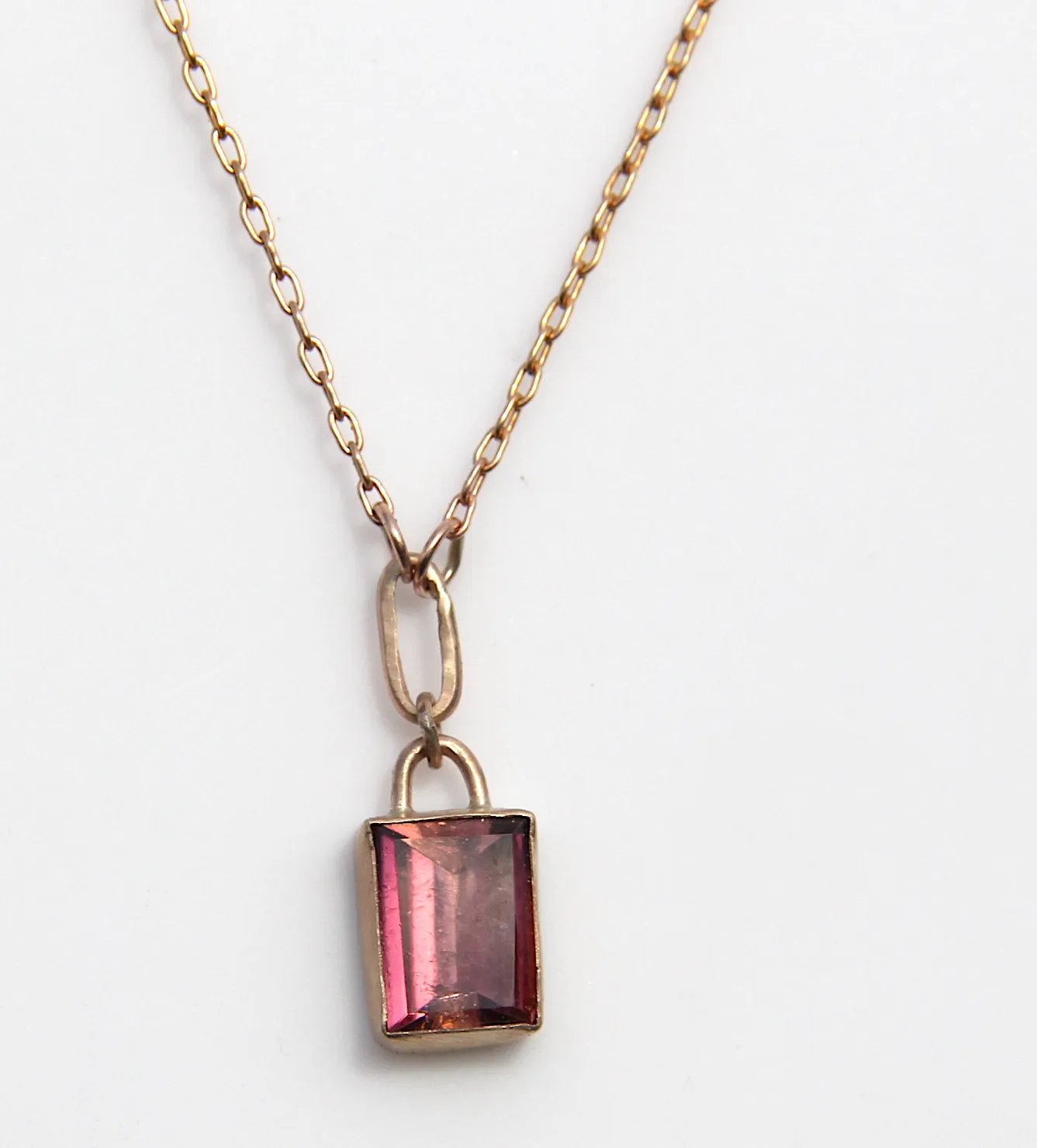 Rectangular Mirror Mauve Tourmaline Necklace