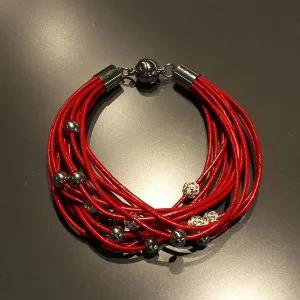 Red Leather Bracelet w/Magnetic Clasp