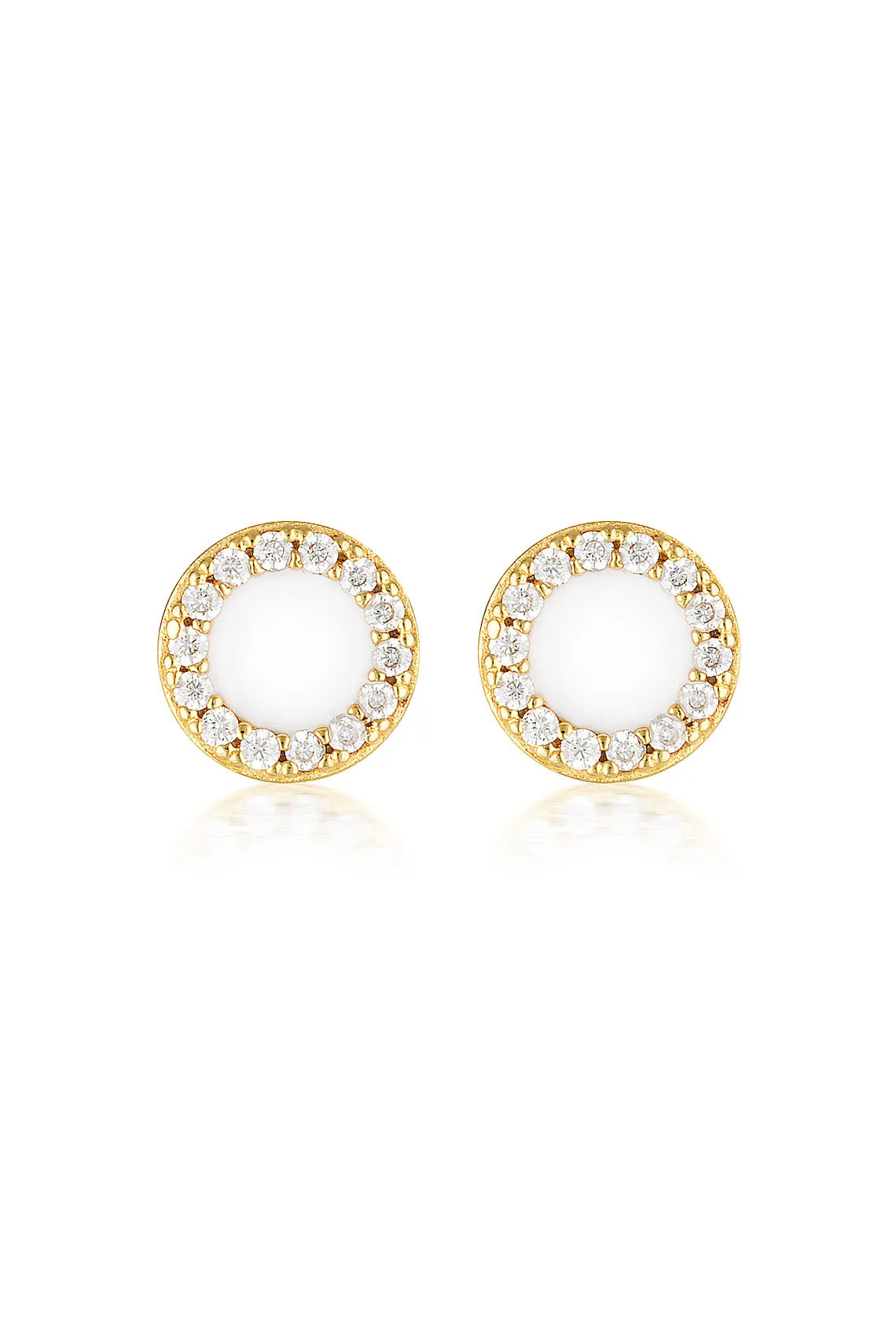 REFLECTION ENAMEL STUD EARRINGS GOLD & WHITE