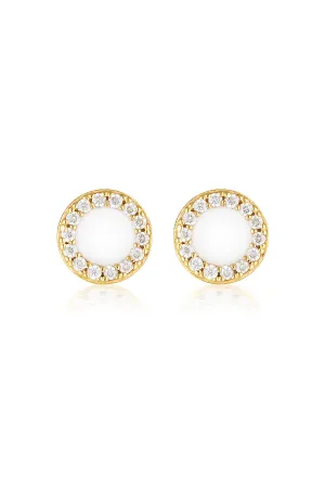 REFLECTION ENAMEL STUD EARRINGS GOLD & WHITE