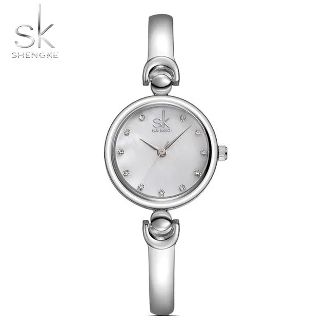 Rhinestone SK Top Luxury Brand Steel Quartz Watch Fashion Women Clock Female Lady Dress Wristwatch Gift Silver Gold Motre Femme