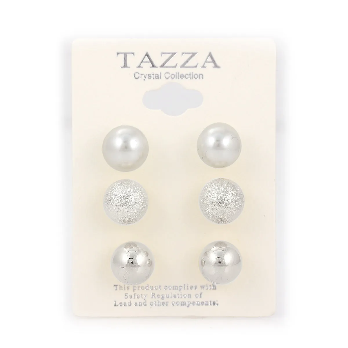 RHODIUM AND PEARL 12 MM SET OF 3 STUD  EARRING #4380ERHO (LH17/MG12)